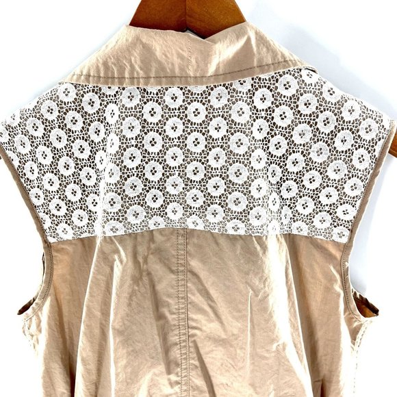 Under Skies Women's Cargo Vest Size Small Full Zip Button Front Collared Elastic - Picture 8 of 11